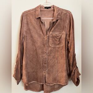 Velvet Heart Vintage-Tone Brown Button Front Shirt